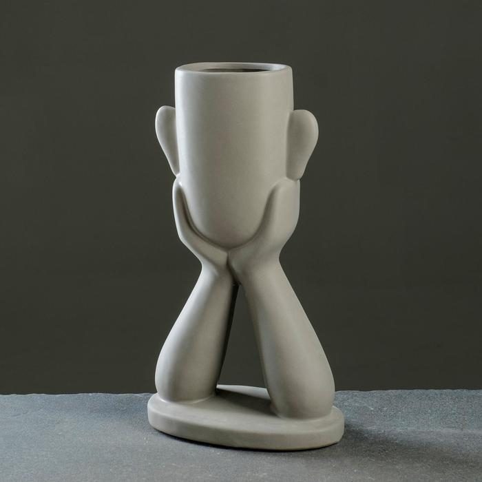 Кашпо Кашпо "Голова юноши" серое, 27см