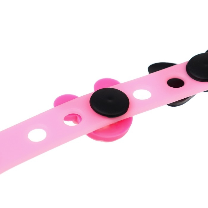 Браслет силиконовый со сменными джибитсами, 3 джибитса в комплекте, Минни Маус Браслет силиконовый со сменными джибитсами, 3 джибитса в комплекте, Минни Маус