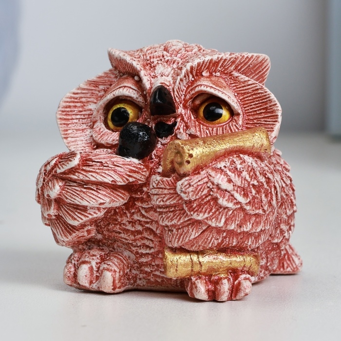 Фигура Фигура "Сова с микрофоном" красно-коричневая, 5х5х5см