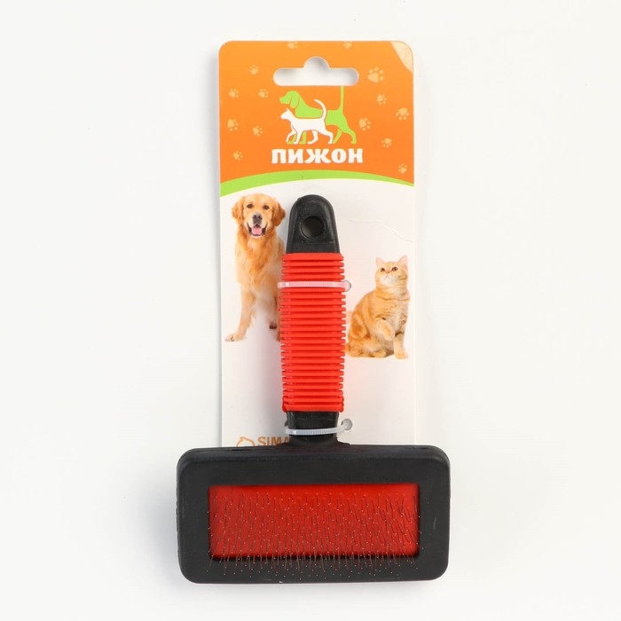 Пуходерка  Пуходерка "Риф" без капель с резиновой ручкой, средняя, 10 х 14 см, чёрно-красная