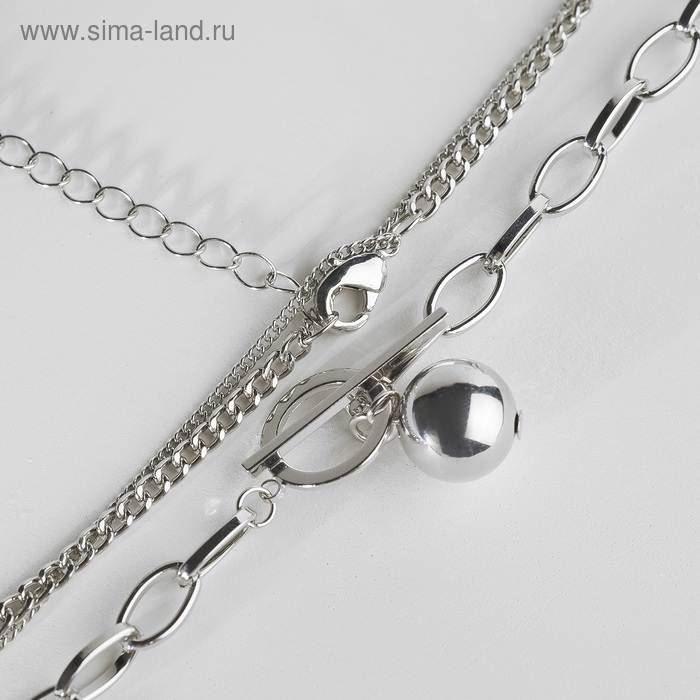 Кулон «Цепь» медальон и сфера, цвет серебро, 60см Кулон «Цепь» медальон и сфера, цвет серебро, 60см