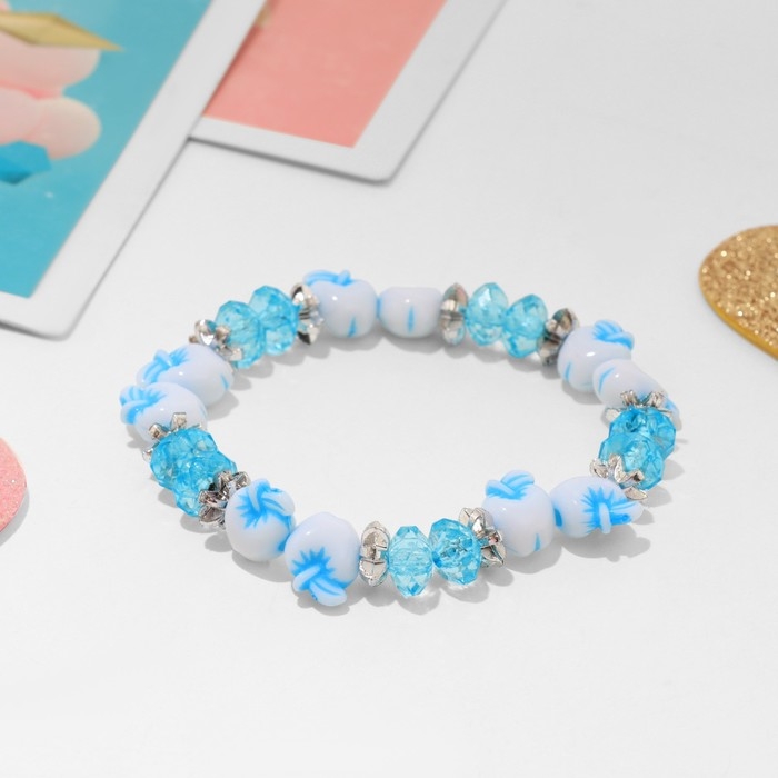 Браслет детский «Выбражулька» яблочки, цвет голубой Браслет детский «Выбражулька» яблочки, цвет голубой