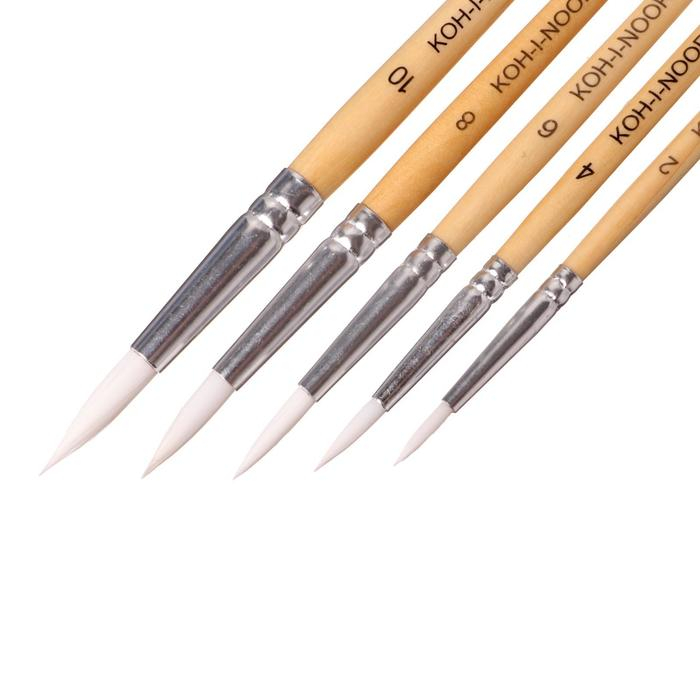 Набор кистей Синтетика 5 штуки Koh-I-Noor №2, 4, 6, 8, 10, круглые, блистер Набор кистей Синтетика 5 штуки Koh-I-Noor №2, 4, 6, 8, 10, круглые, блистер