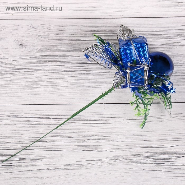 Декор  Декор "Зимняя сказка" шарик подарок бубенчик, 15 см, синий