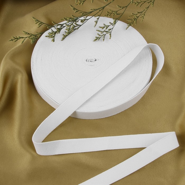 Резинка бельевая, 20 мм, 20 м, цвет белый Резинка бельевая, 20 мм, 20 м, цвет белый