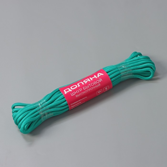Шнур высокопрочный Доляна, d=6 мм, 10 м, цвет МИКС Шнур высокопрочный Доляна, d=6 мм, 10 м, цвет МИКС