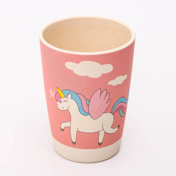 Набор бамбуковой посуды «Единорог», тарелка, миска, стакан, приборы, 5 предметов Набор бамбуковой посуды «Единорог», тарелка, миска, стакан, приборы, 5 предметов