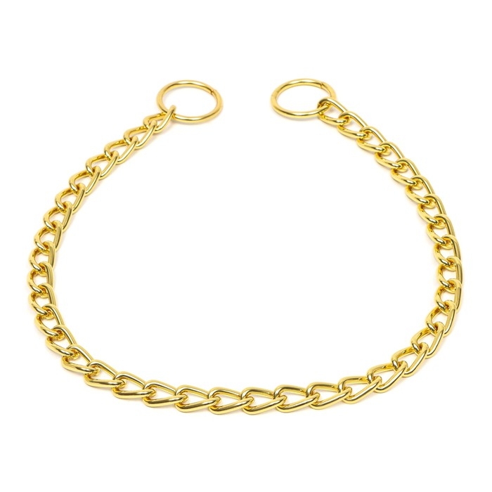 Ошейник - удавка металлический однорядный, 60 см, толщина проволоки 3 мм, золотистый Ошейник - удавка металлический однорядный, 60 см, толщина проволоки 3 мм, золотистый