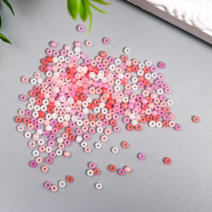 Бисер стекло 8/0  Бисер стекло 8/0 "Матовый полупрозрачный. Меланж красный" 10 гр