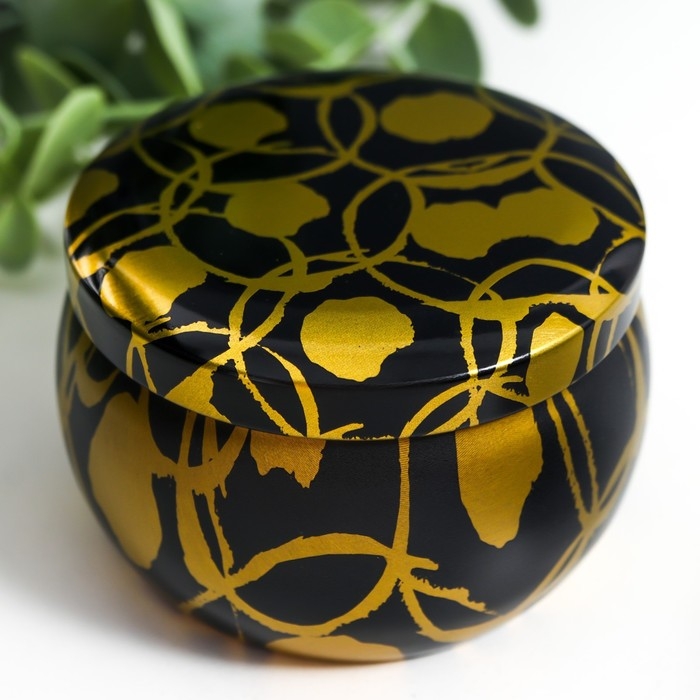 Шкатулка металл круглая Шкатулка металл круглая "Рисунки золотом на белом и чёрном" МИКС 5,2х7,5х7,5 см