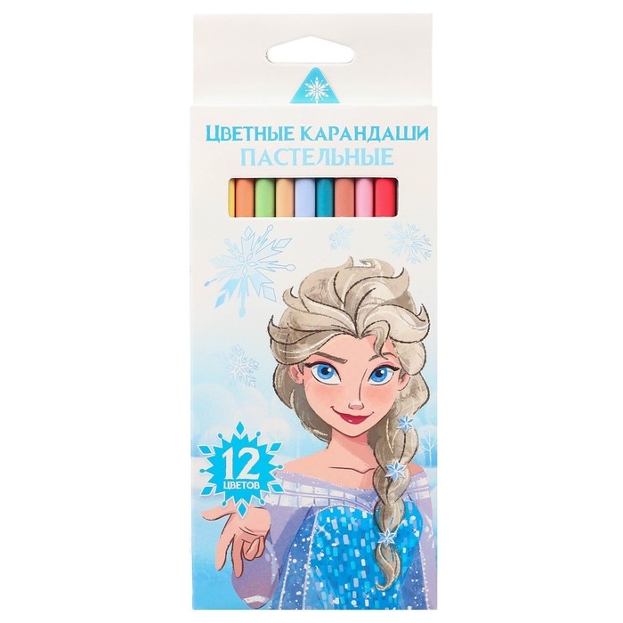 Цветные карандаши пастельные, 12 цветов, трехгранные, Холодное сердце Цветные карандаши пастельные, 12 цветов, трехгранные, Холодное сердце