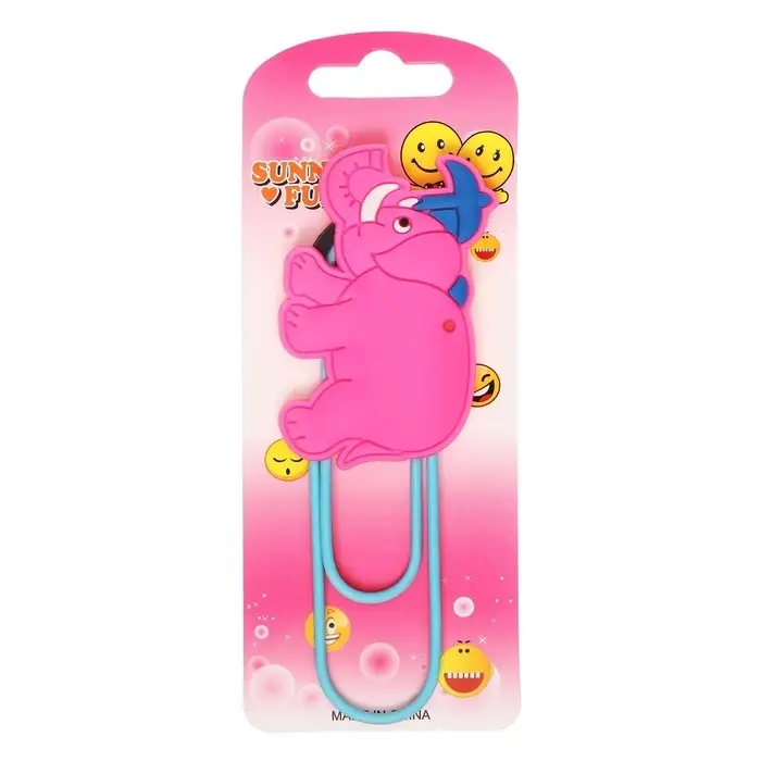 Закладка-скрепка большая «Слон», 11 см, МИКС Закладка-скрепка большая «Слон», 11 см, МИКС