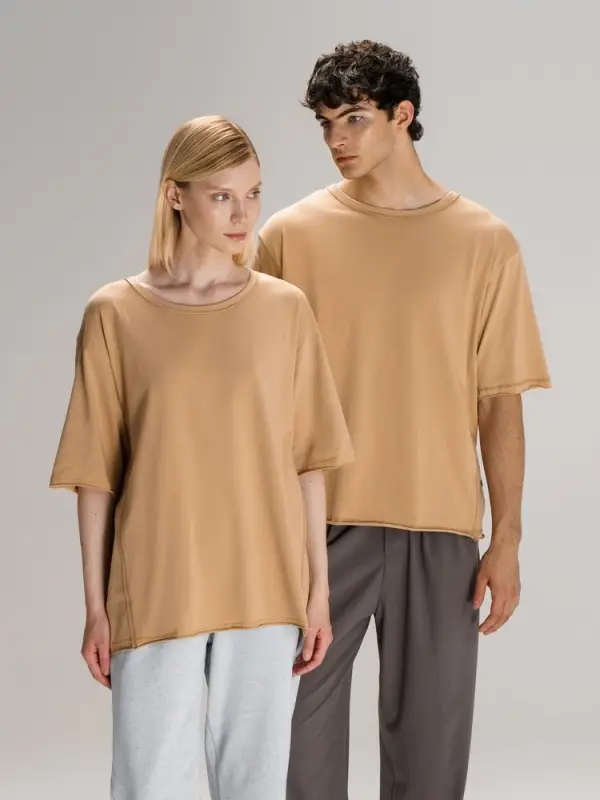 Футболка оверсайз унисекс Vozduh, бежевая, размер XS/S Футболка оверсайз унисекс Vozduh, бежевая, размер XS/S