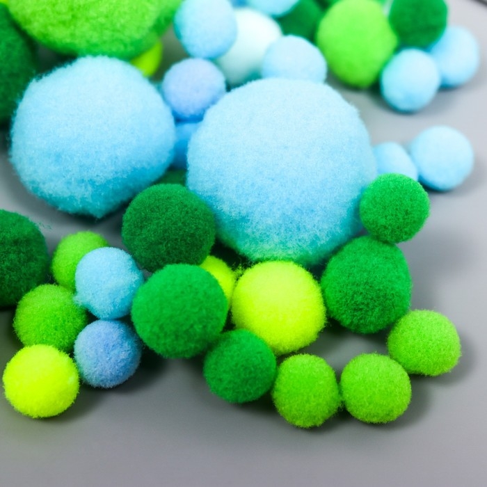 Декор для творчества Декор для творчества "Помпончики. Морская волна" d=1-3 см набор 135 шт