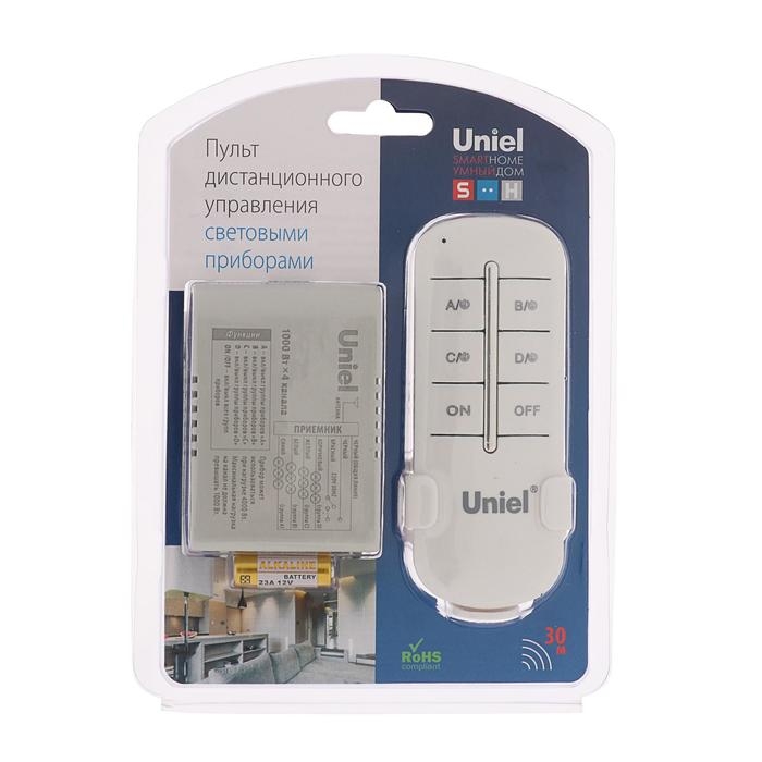 Пульт управления светом Uniel UCH-P005-G4-1000W-30M, 4 канала х 1000 Вт, радиус действия 30м Пульт управления светом Uniel UCH-P005-G4-1000W-30M, 4 канала х 1000 Вт, радиус действия 30м