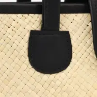 Сумка плетёная на застёжке из пандана, 35&times;12&times;40 см, бежево-чёрная