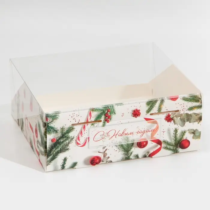 Коробка для кондитерских изделий с PVC-крышкой «Ветки», 25 х 22,5 х 10 см Коробка для кондитерских изделий с PVC-крышкой «Ветки», 25 х 22,5 х 10 см