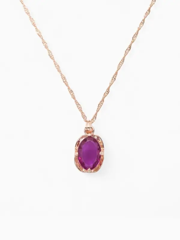 Гарнитур 3 предмета: серьги, кулон, кольцо безразмерное &laquo;Эдель&raquo;, классик, фиолы в золоте, 45 см