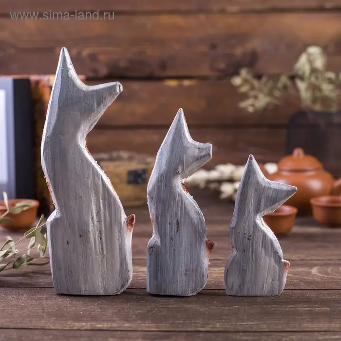 Сувенирный набор &laquo;Кошечки с полосками&raquo;, h=20 см, h=17 см, h=15 см, дерево