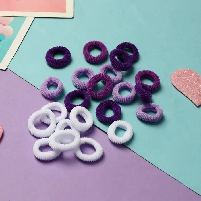 Резинка для волос  Резинка для волос "Махрушка спорт" (набор 100 шт) 1,5 см, фиолетово-белый