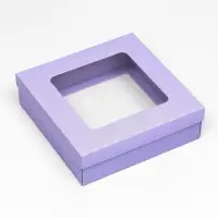 Коробка подарочная складная, упаковка, крышка - дно, сиреневая, с окном 20&times;20&times;6 см