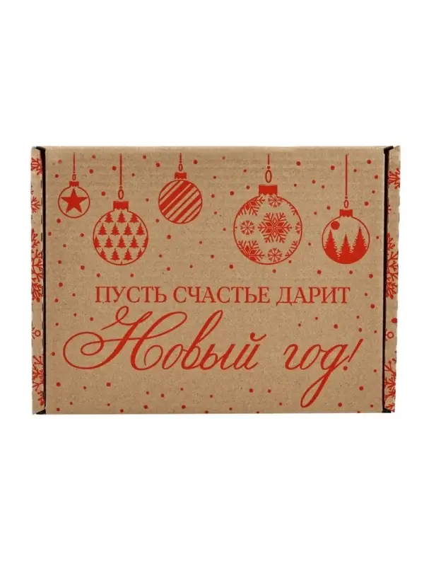 Коробка новогодняя складная &laquo;Новогодние шары&raquo;, бурый, 27&times;21&times;9 см