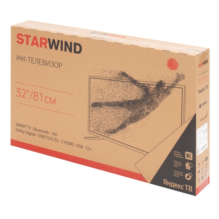 Телевизор Starwind SW-LED32SG300, 32 Телевизор Starwind SW-LED32SG300, 32", 1366x768, DVB-T2/C/S2,HDMI 2, USB 1, SmartTV,чёрный