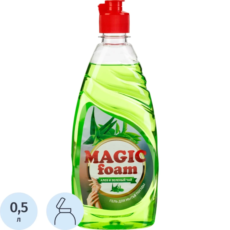 Средство для мытья посуды MAGIC FOAM Алоэ-Вера и зеленый чай  500гр