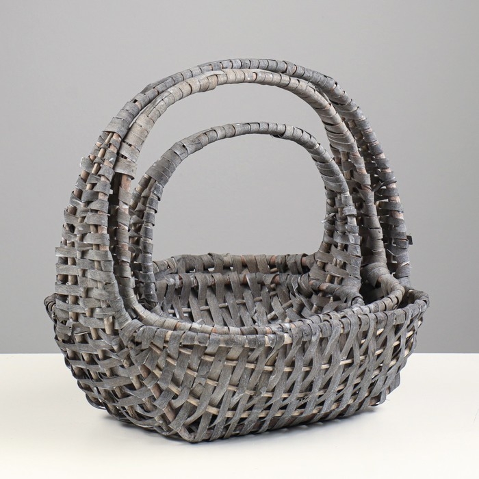 Набор корзин, 3шт, лоза, S:23х20хH9хHH23,M: 28х25хH11хHH28, L:33х30хH13хHH33 см Набор корзин, 3шт, лоза, S:23х20хH9хHH23,M: 28х25хH11хHH28, L:33х30хH13хHH33 см