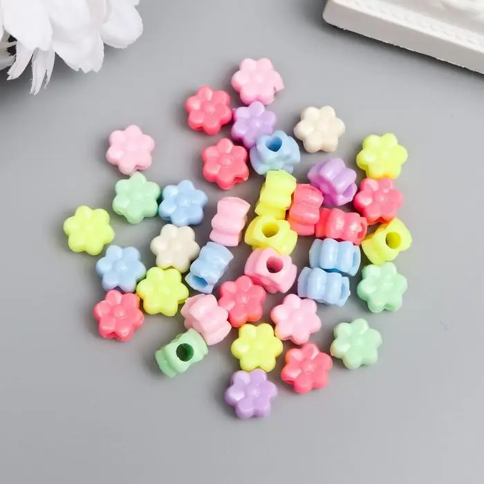 Бусины для творчества пластик  Бусины для творчества пластик "Цветочек. Пастельные тона" набор 36 шт 15 гр 1х1 см