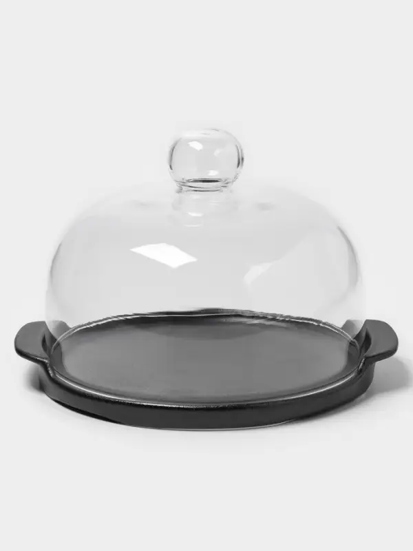 Блюдо для подачи с клош крышкой Magistro &laquo;Галактика&raquo;, фарфор, d=22 см, чёрный