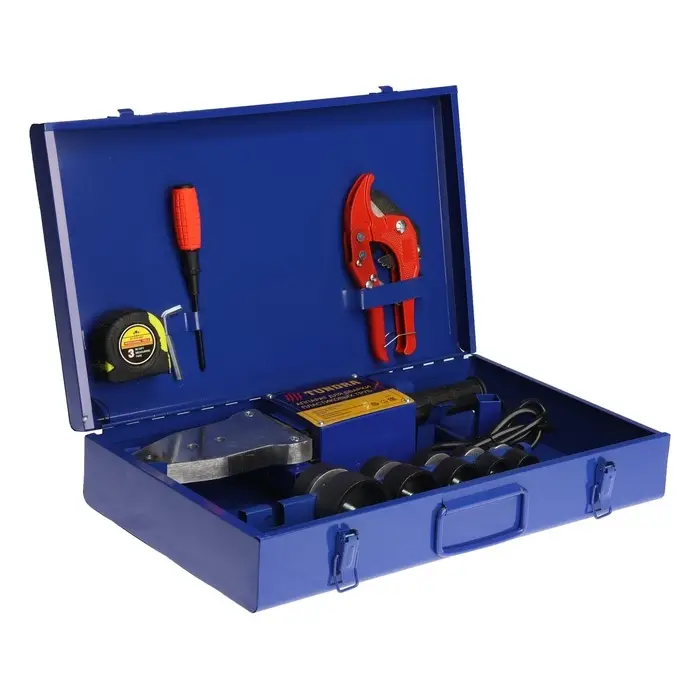 Аппарат для сварки пластиковых труб ТУНДРА, 1000/2000 Вт, комплект насадок 20-50 мм, 50-300&deg;