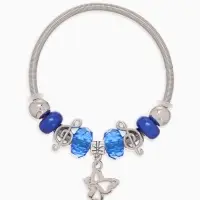 Браслет с шармами &laquo;Марджери. Бабочка&raquo;, d=6.5 см, синий в серебре