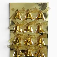 Ёлочные игрушки 12 шт. &laquo;Зимнее волшебство. Колокольчики с бантиком&raquo; пластик, 2 см, золото