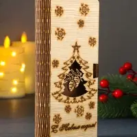Конверт для денег деревянный "Новый год с шишками", 18х2,4х8 см