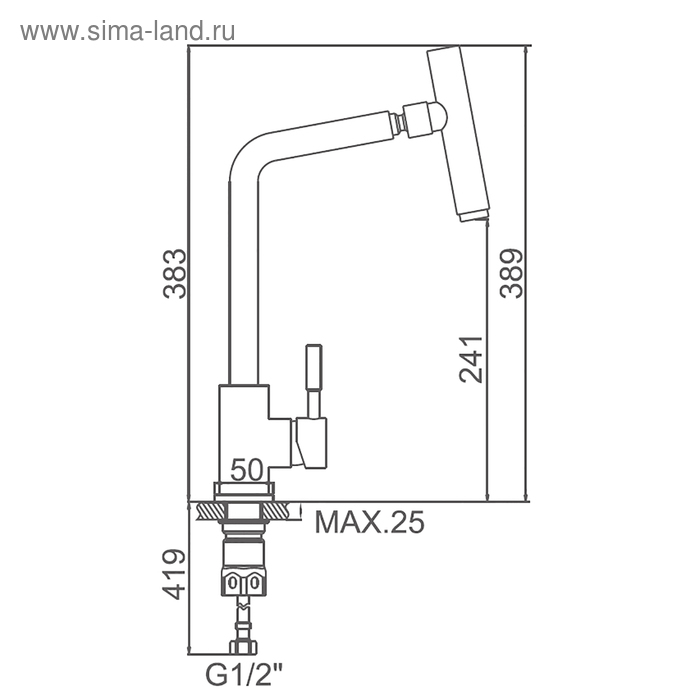 Cмеситель для кухни Accoona A4490-1, однорычажный, нержавеющая сталь Cмеситель для кухни Accoona A4490-1, однорычажный, нержавеющая сталь