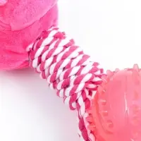 Игрушка для собак 3-в-1 "Бегемот": канатная, мягкая с пищалкой, мяч TPR, 20 см, розовая Игрушка для собак 3-в-1 "Бегемот": канатная, мягкая с пищалкой, мяч TPR, 20 см, розовая