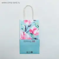 Пакет подарочный крафтовый, упаковка, «Happy & Love», 12 х 21 х 9 см