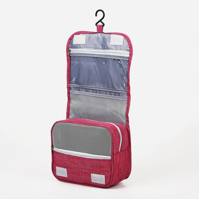 Косметичка-несессер на липучках, с крючком, цвет розовый Косметичка-несессер на липучках, с крючком, цвет розовый