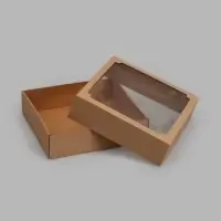 Коробка складная, крышка-дно,с окном, крафт, 30 х 30 х 8 см