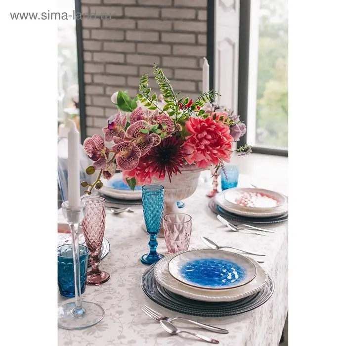 Тарелка Доляна &laquo;Космос&raquo;, d=21.2 см, фарфор, белая, синяя