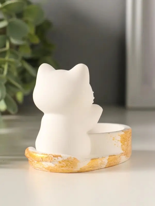 Подсвечник 8,5х7х5,5 см, белый с росписью