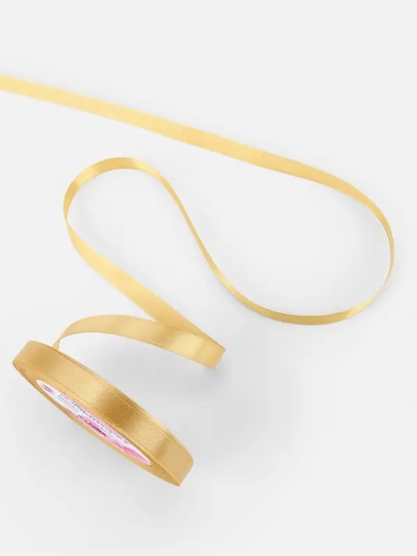 Лента атласная, 10 мм, 23±1 м, золотисто-бежевая №186