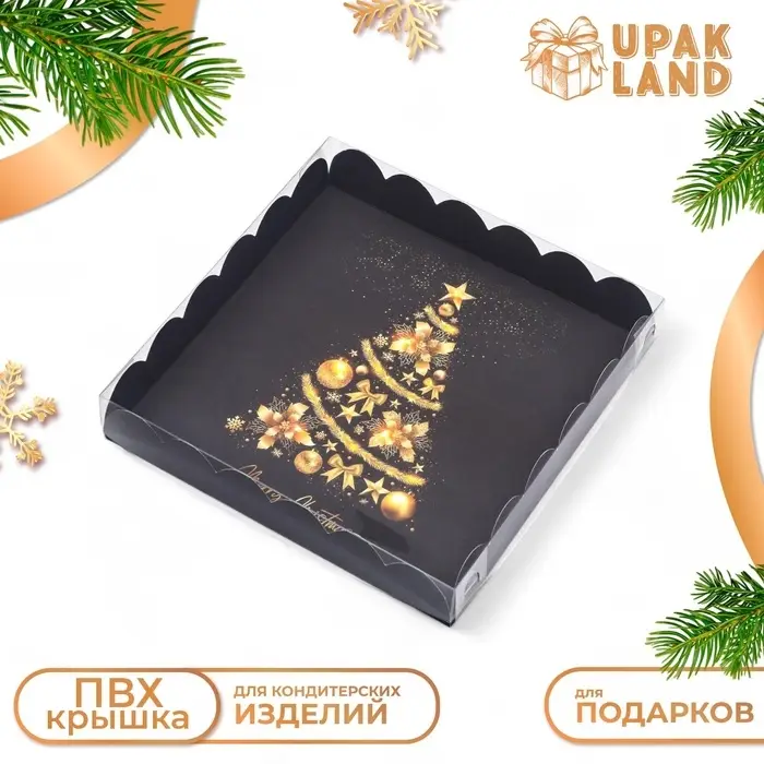 Коробка для печенья, «Праздничная ёлка», 18×18×3 см Коробка для печенья, «Праздничная ёлка», 18×18×3 см