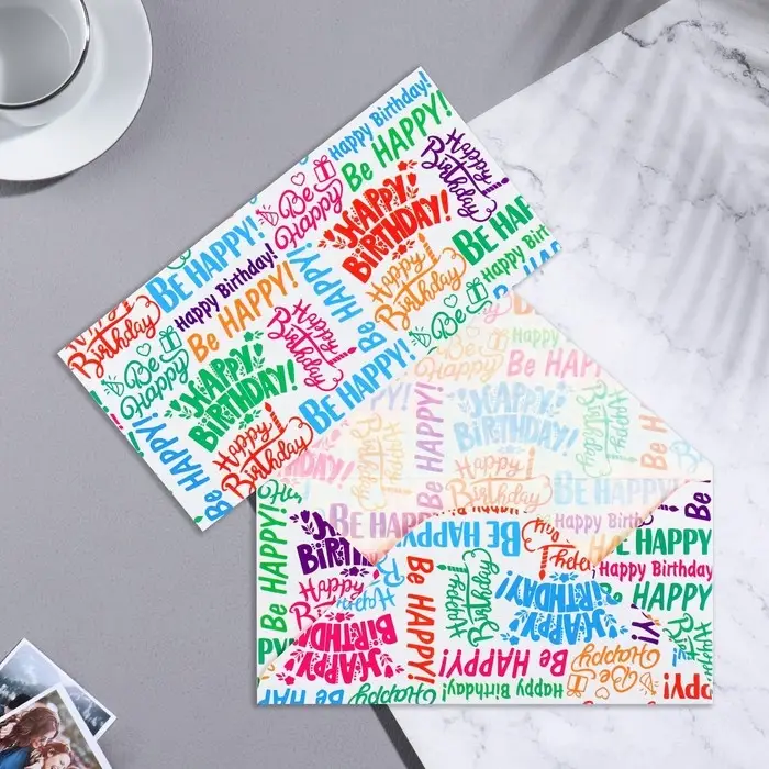 Конверт для денег «С Днем Рождения!», белый фон, 16.5×8 см