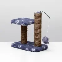 Когтеточка для котят двойная, 30&times;20&times;34 см, джут, серая с лапками