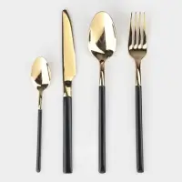 Столовые приборы Magistro &laquo;Версаль&raquo;, 4 предмета, нержавеющая сталь, золотистые, чёрные