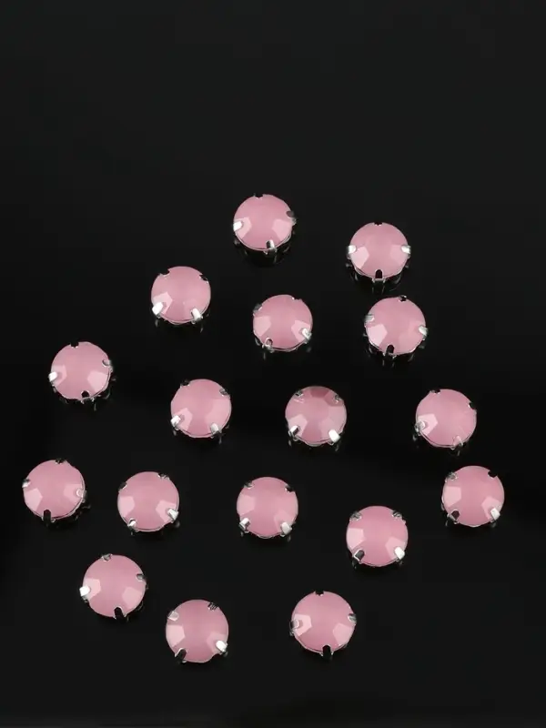 Стразы пришивные «Шатон», круглые, в цапах, d=10 мм, 20 шт., розовые