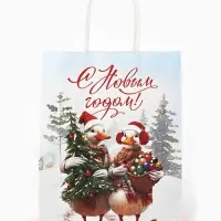 Набор пакетов крафтовых «С Новым счастьем!», 10 шт, 21 × 27 × 11 см