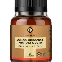Альфа-липоевая кислота Форте TETRALAB, поддержка обмена веществ и антиоксидантная защита, 100  мг, 60 таблеток